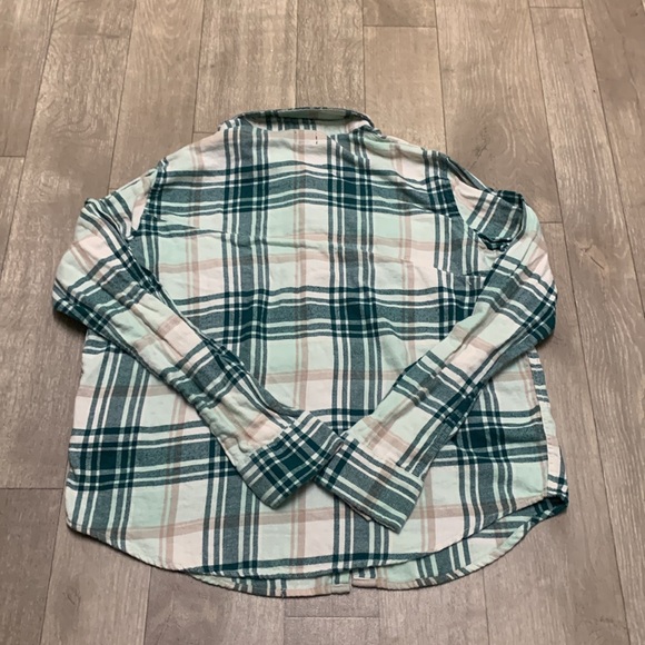 Volcom Mint Green and Teal Plaid Button-Down Shirt - Picture 2 of 8
